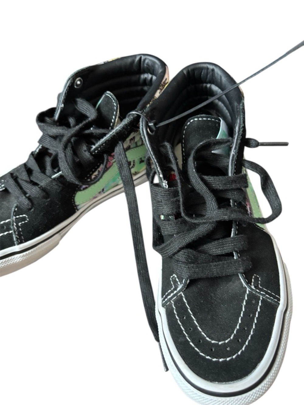 Vans Black High-Top  Sneakers with Green Side Panel